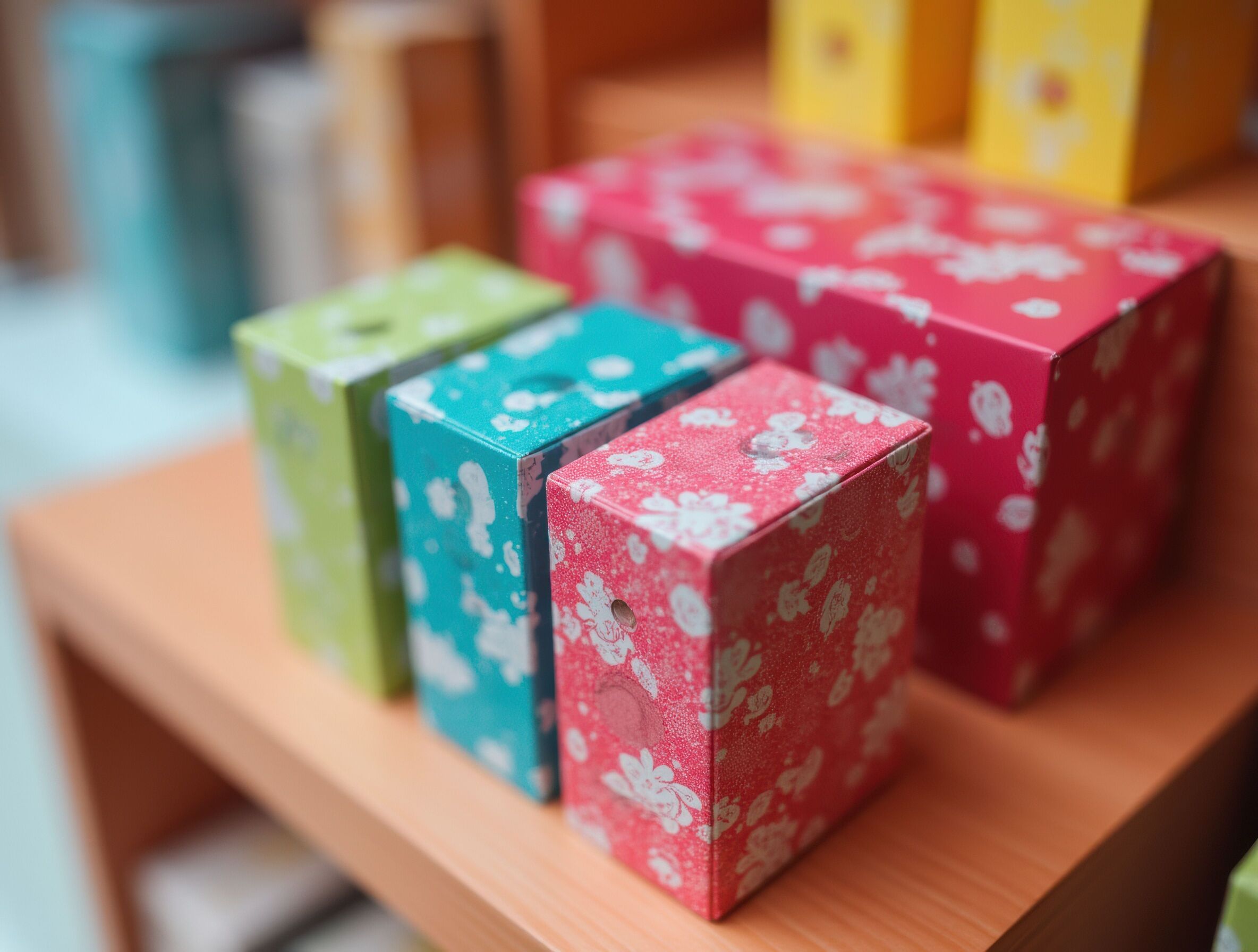 Rigid boxes with print for storage