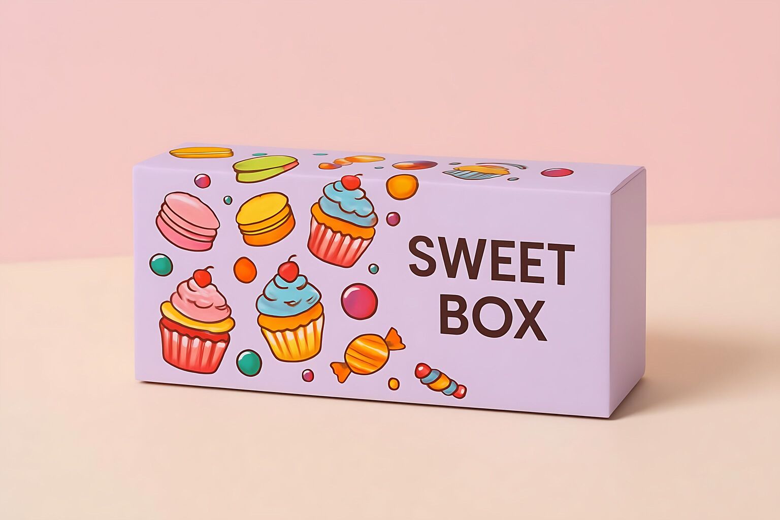 Printed folding box for sweets with tuck-in flaps