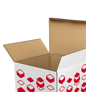 Corrugated board folding box with print